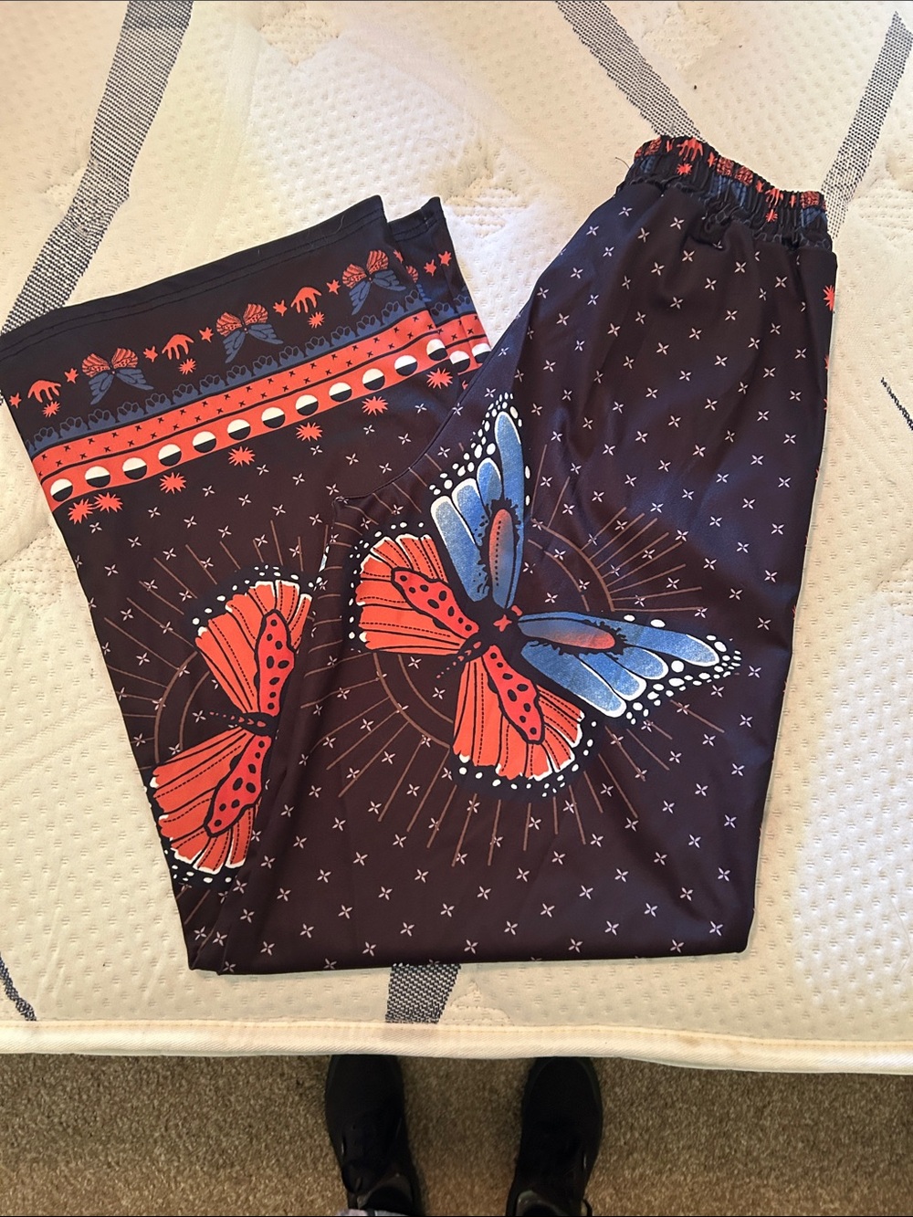 Black Butterfly Print Lounge Pants and bikini top - Picture 4 of 5